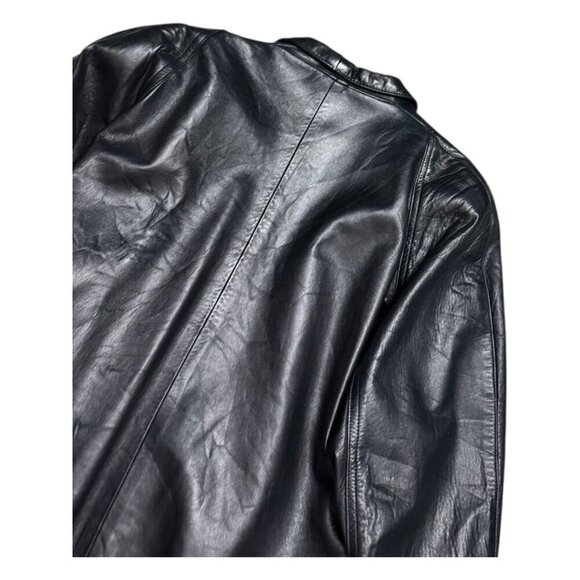 Vintage MAXIMA Tannery West Genuine LEATHER Trench Retro Coat Womens XS - Picture 5 of 6